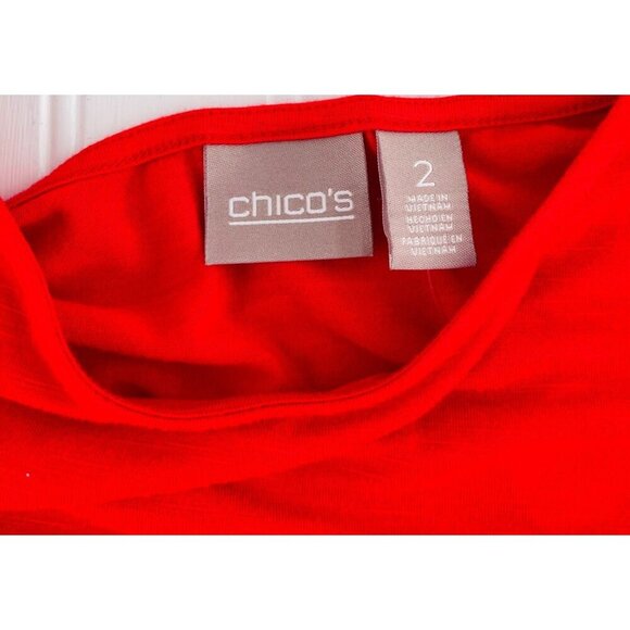 Chicos Womens Red Short Sleeve Top Size 2 Rayon/Spandex Large - Picture 2 of 5